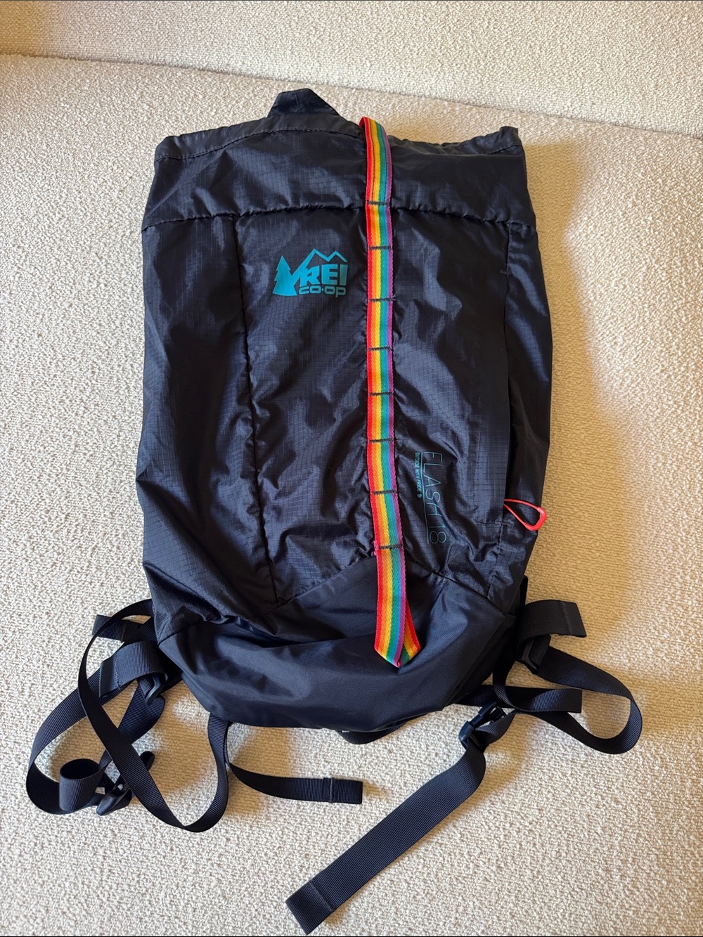Dark Blue REI Daypack/hiking pack with Rainbow Strap